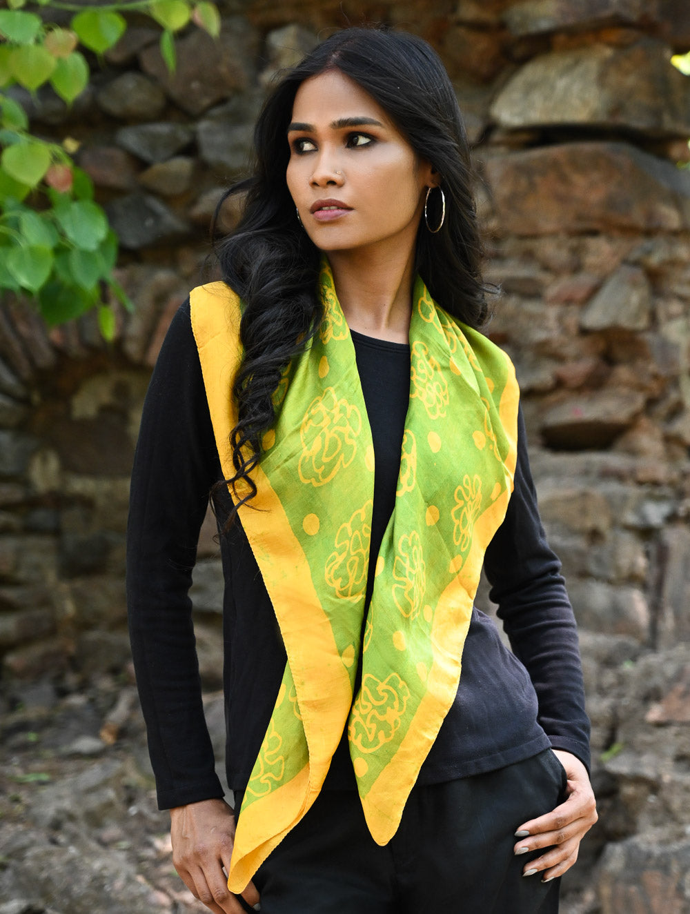 Light & Elegant. Handcrafted Square Silk Scarf - Spring Bloom