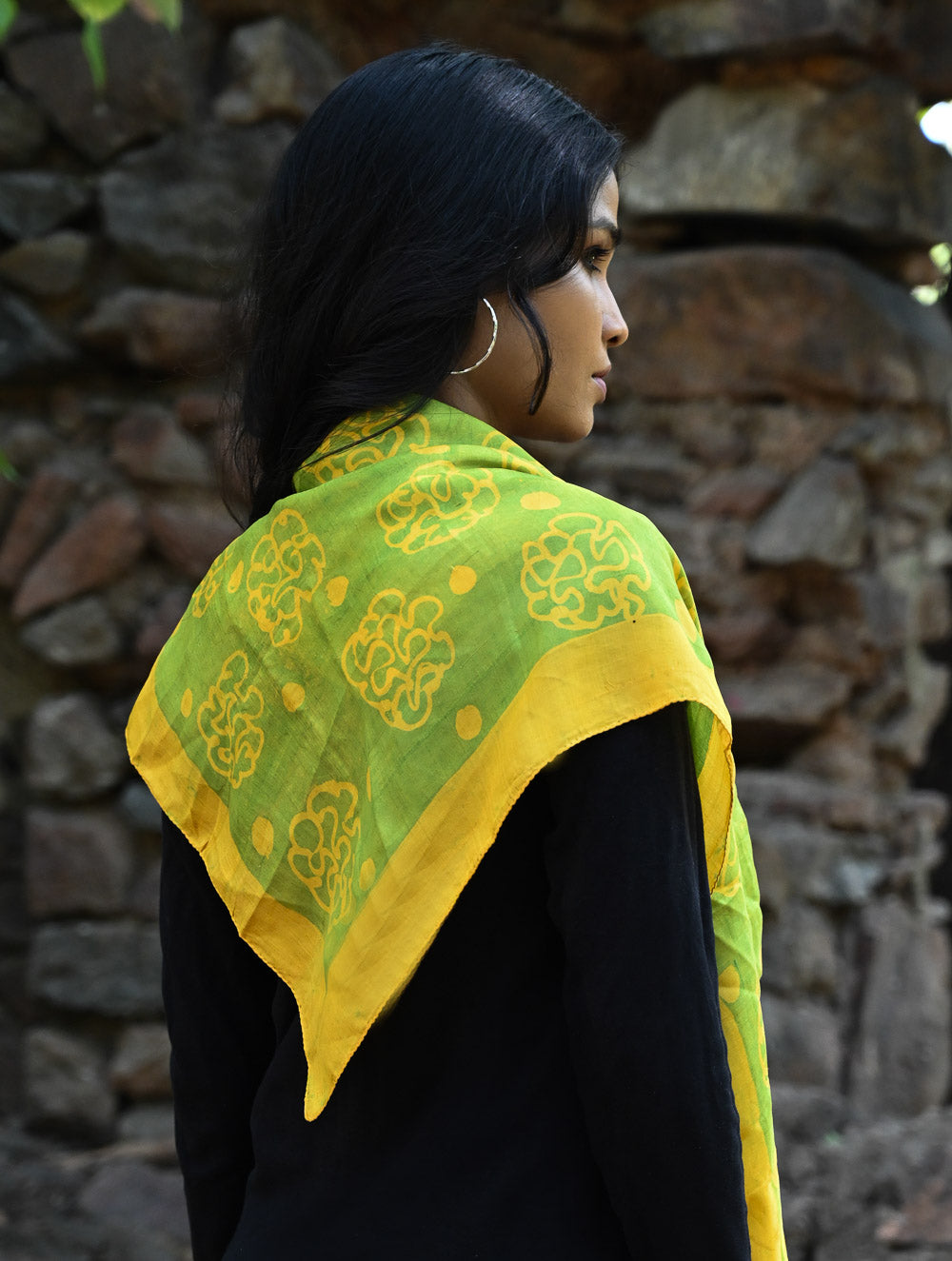 Light & Elegant. Handcrafted Square Silk Scarf - Spring Bloom
