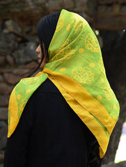 Light & Elegant. Handcrafted Square Silk Scarf - Spring Bloom