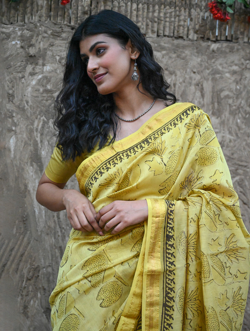 Sanganer Summers. Hand Block Printed Maheshwari Silk Cotton Saree - Pankaja