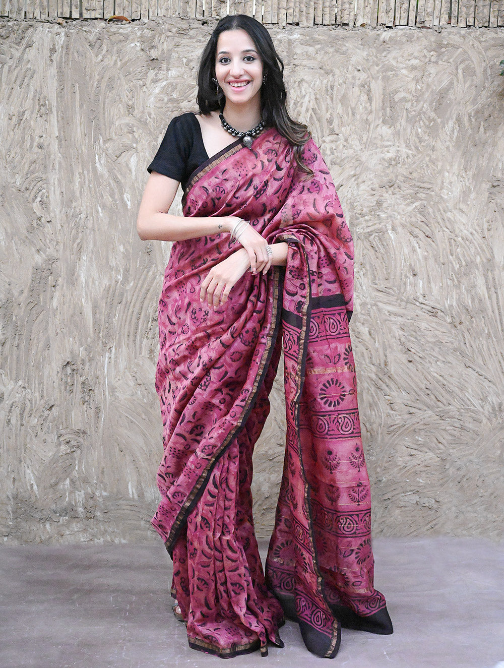 Dabu Hand Block Printed Chanderi