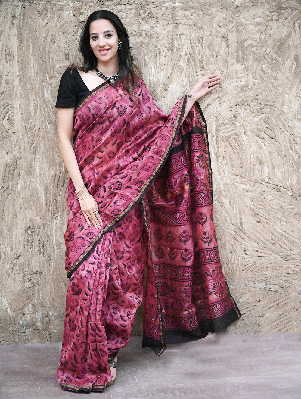 Dabu Hand Block Printed Chanderi