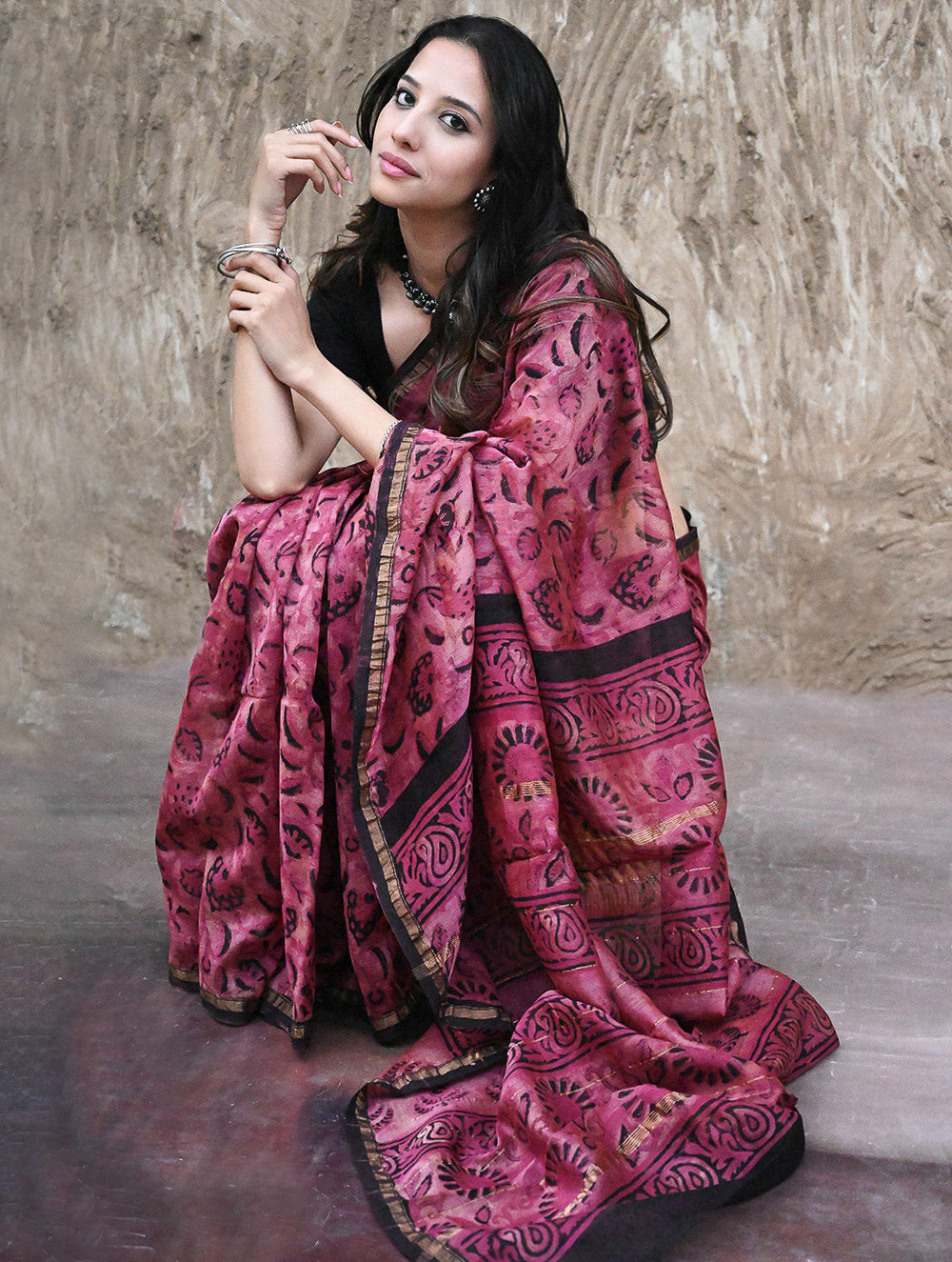 Dabu Hand Block Printed Chanderi