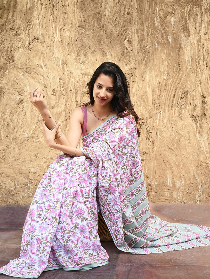 Sanganeri Hand Block printed Mul Cotton