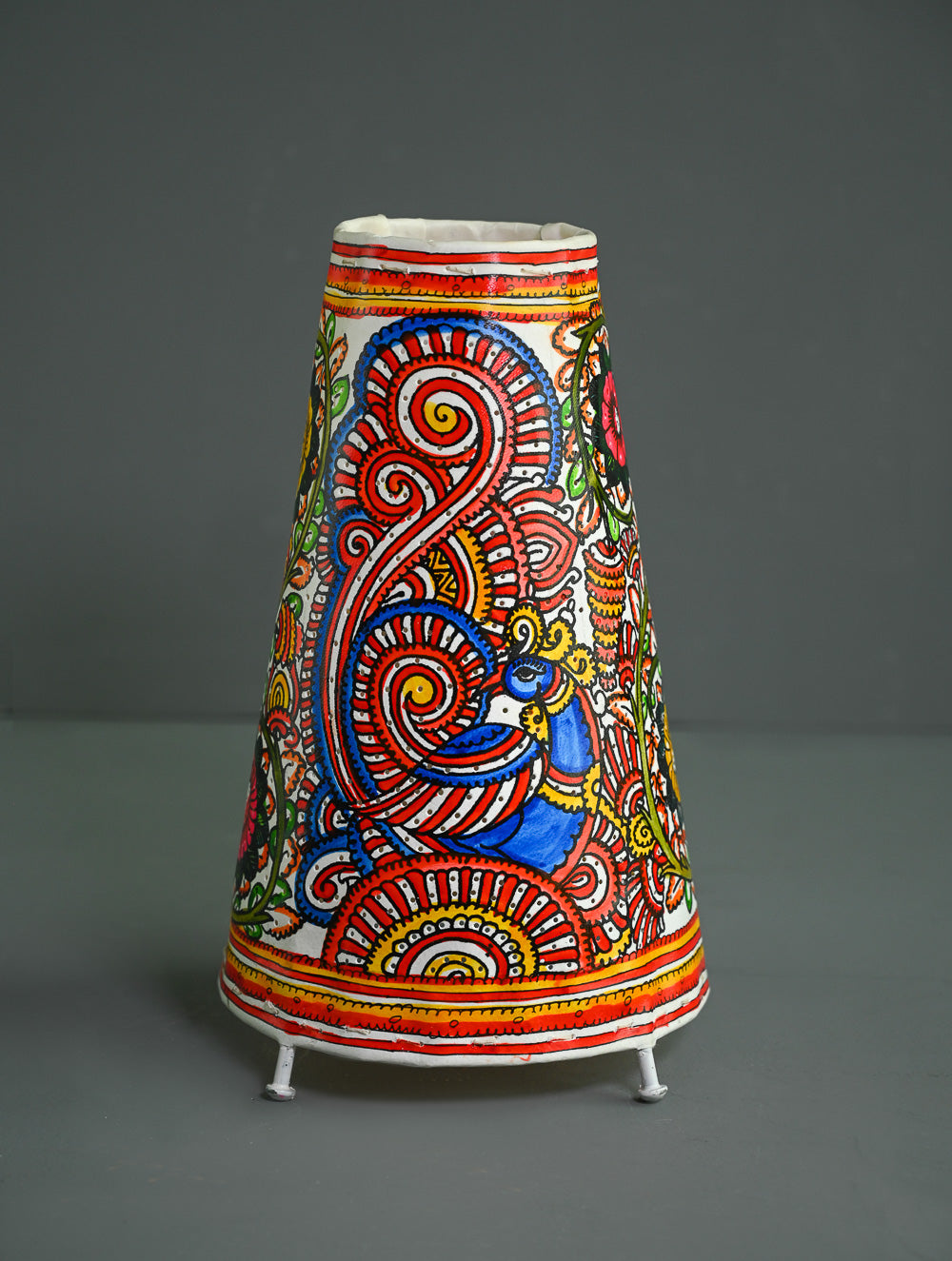 Andhra Leather Craft Lamp Shade - Mayurrekha -  Height 12 inches 