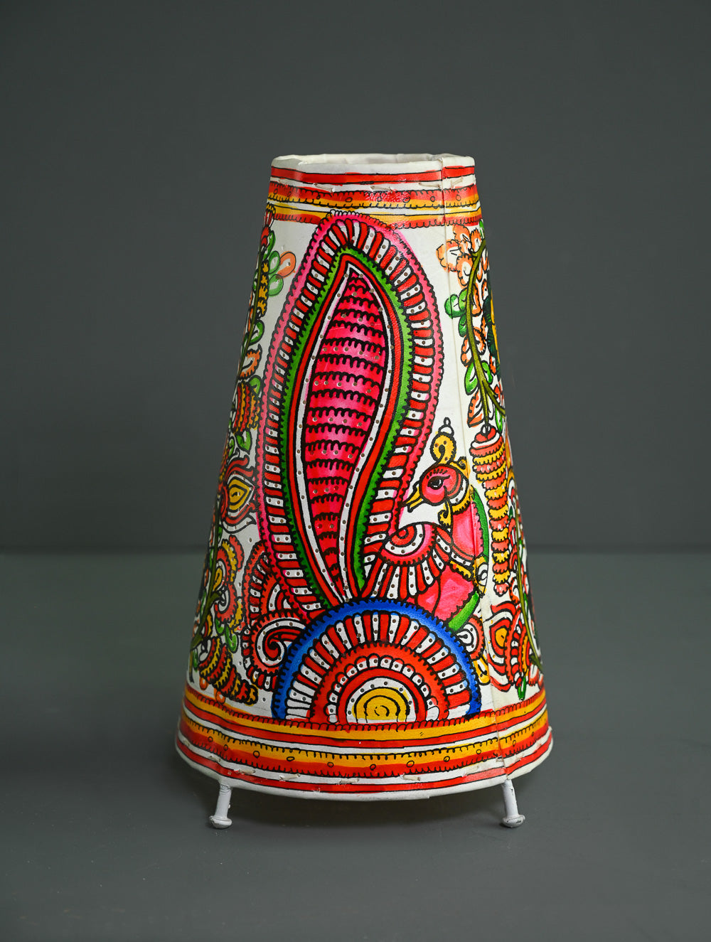 Andhra Leather Craft Lamp Shade - Mayurrekha -  Height 12 inches 