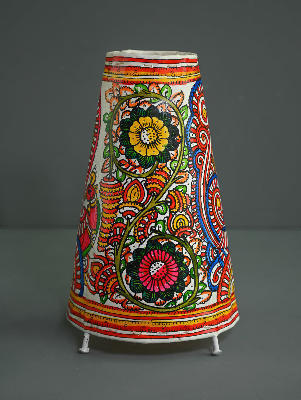 Andhra Leather Craft Lamp Shade - Mayurrekha -  Height 12 inches 