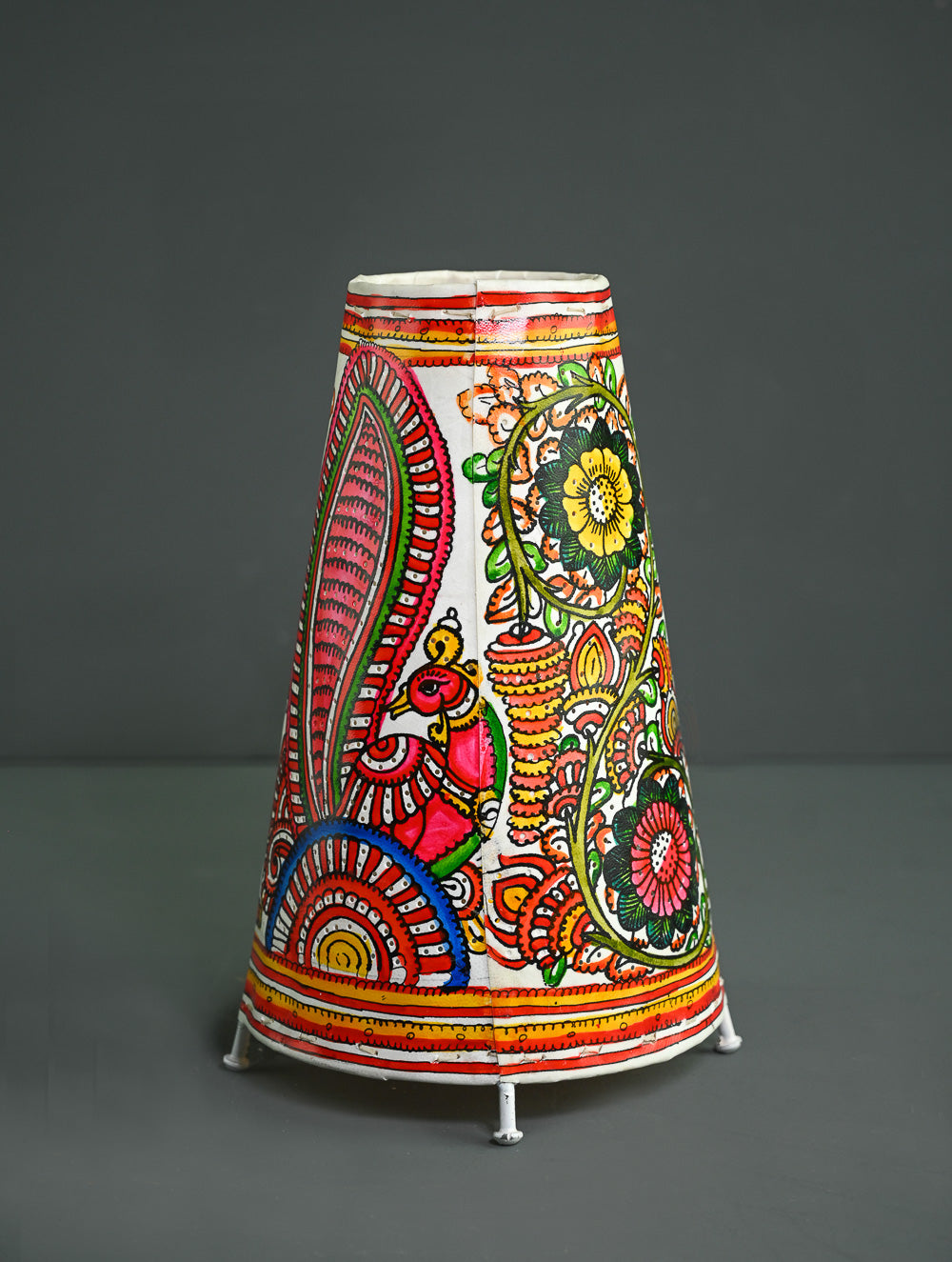 Andhra Leather Craft Lamp Shade - Mayurrekha -  Height 12 inches 