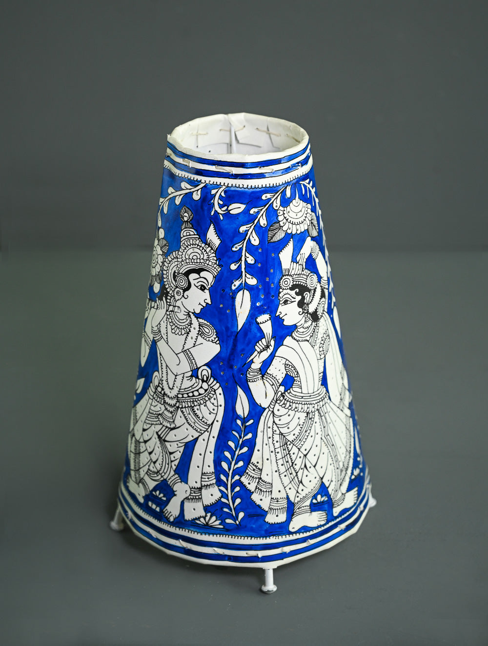 Andhra Leather Craft Lamp Shade - Shayamaneel -  Height 12 inches 