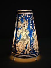 Andhra Leather Craft Lamp Shade - Shayamaneel -  Height 12 inches 