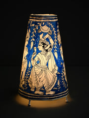 Andhra Leather Craft Lamp Shade - Shayamaneel -  Height 12 inches 
