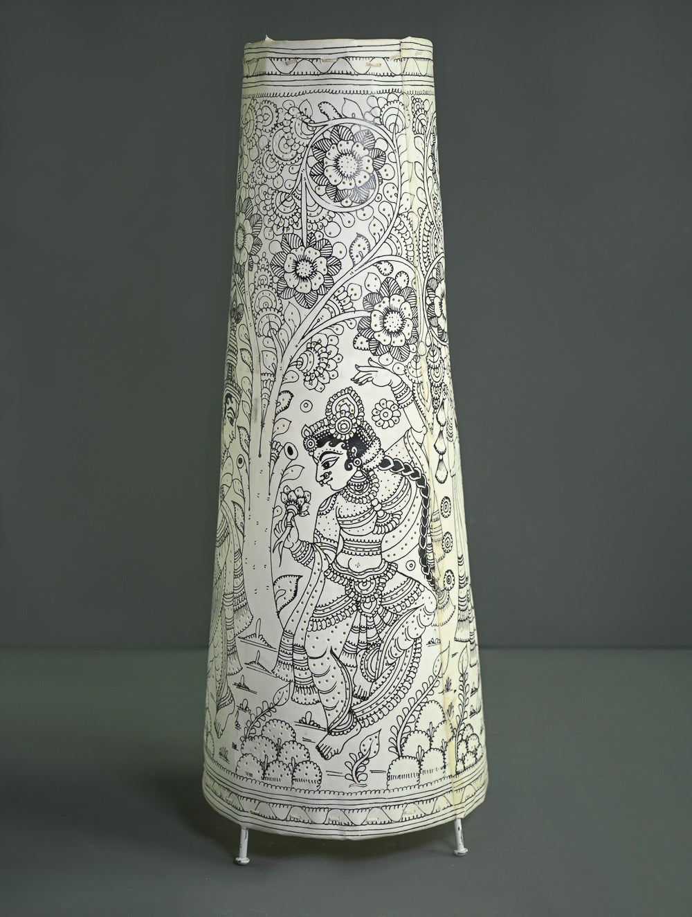Andhra Leather Craft Lamp Shade - Leela Monochrome -  Height 24 inches 