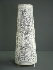 Andhra Leather Craft Lamp Shade - Leela Monochrome -  Height 24 inches 