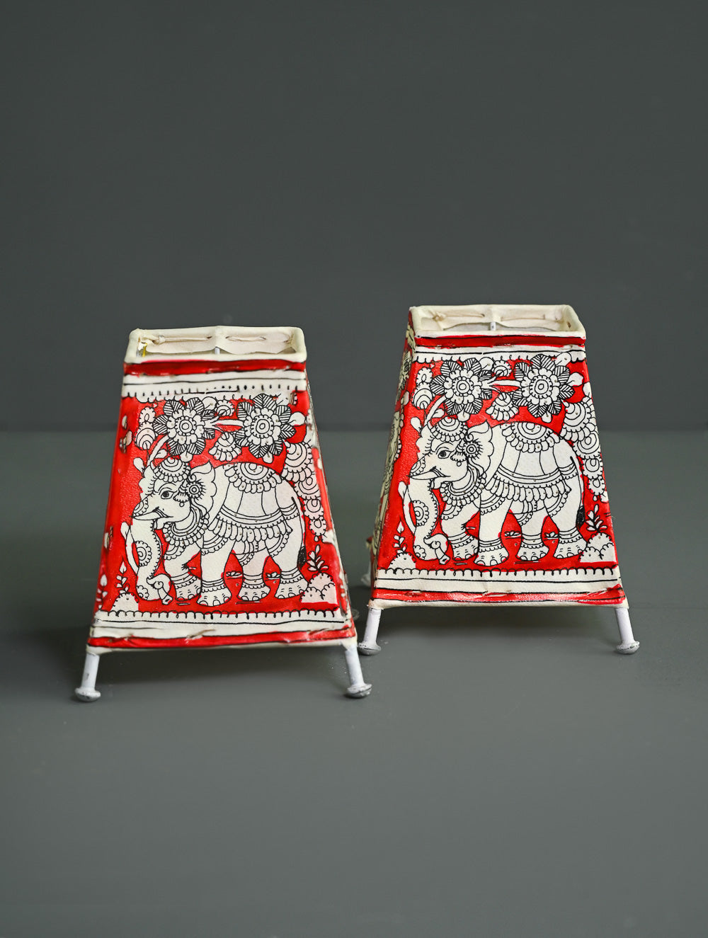 Andhra Leather Craft Lamp Shade - Gajavanam (Set of 2) - Height 5 inches
