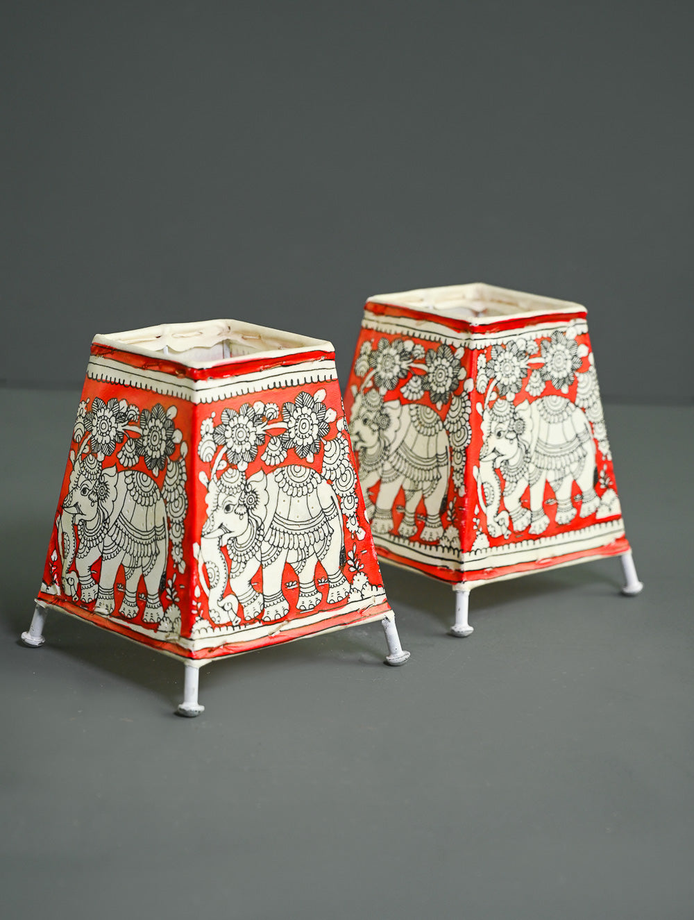 Andhra Leather Craft Lamp Shade - Gajavanam (Set of 2) - Height 5 inches