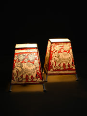 Andhra Leather Craft Lamp Shade - Gajavanam (Set of 2) - Height 5 inches