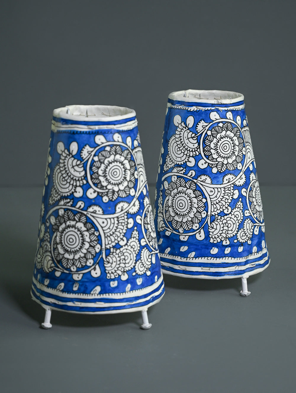 Andhra Leather Craft Lamp Shade - Neelabha (Set of 2) - Height 8 inches