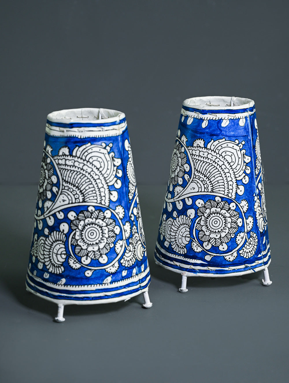 Andhra Leather Craft Lamp Shade - Neelabha (Set of 2) - Height 8 inches