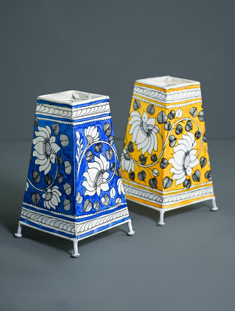 Andhra Leather Craft Lamp Shade - Kamal Garden (Set of 2) - Height 8 inches