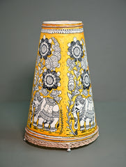 Andhra Leather Craft Lamp Shade - Gajphool - Height 13 inches 