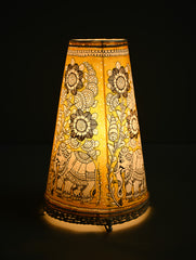 Andhra Leather Craft Lamp Shade - Gajphool - Height 13 inches 