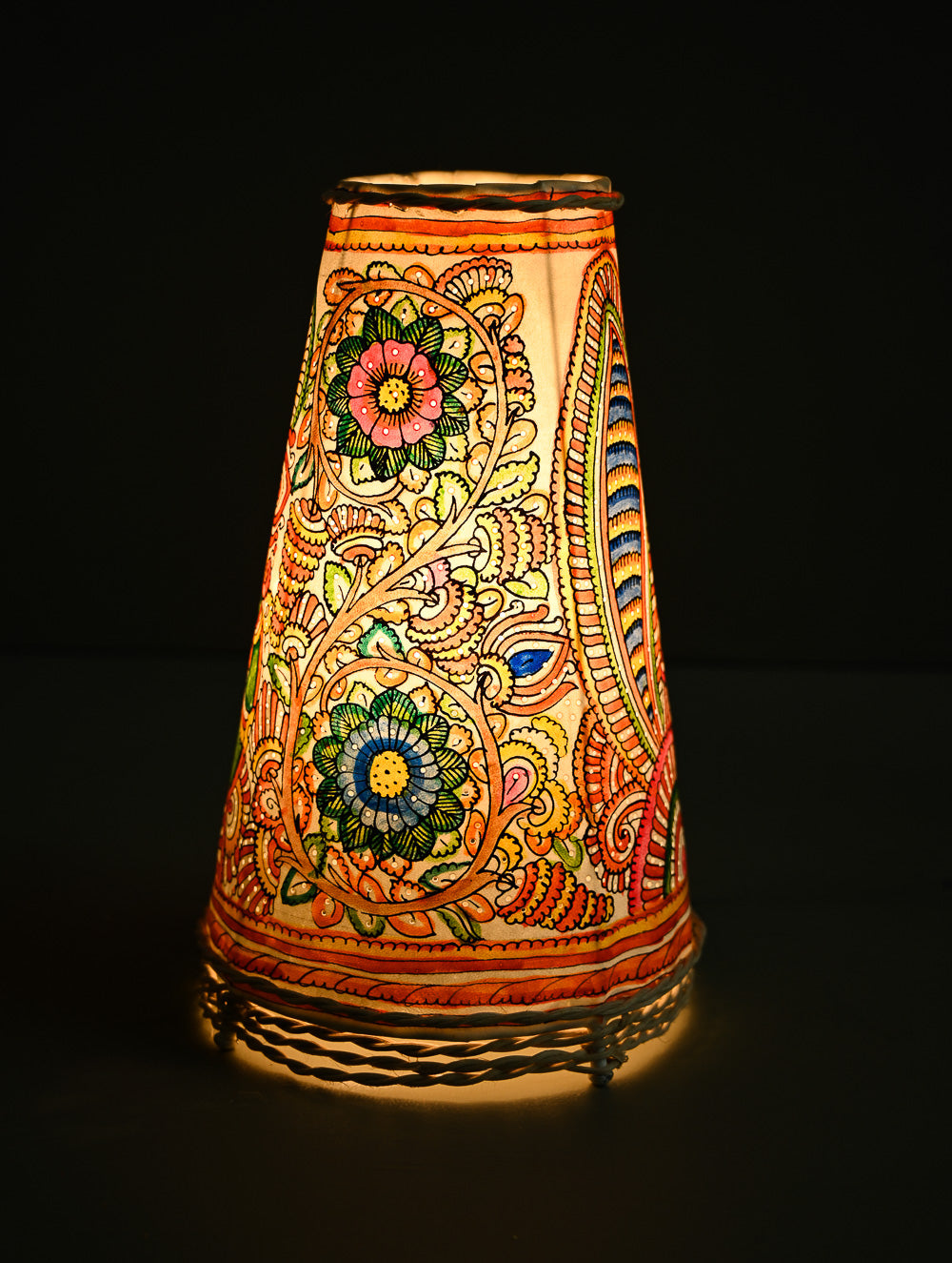 Andhra Leather Craft Lamp Shade - Rangeela - Height 13 inches 