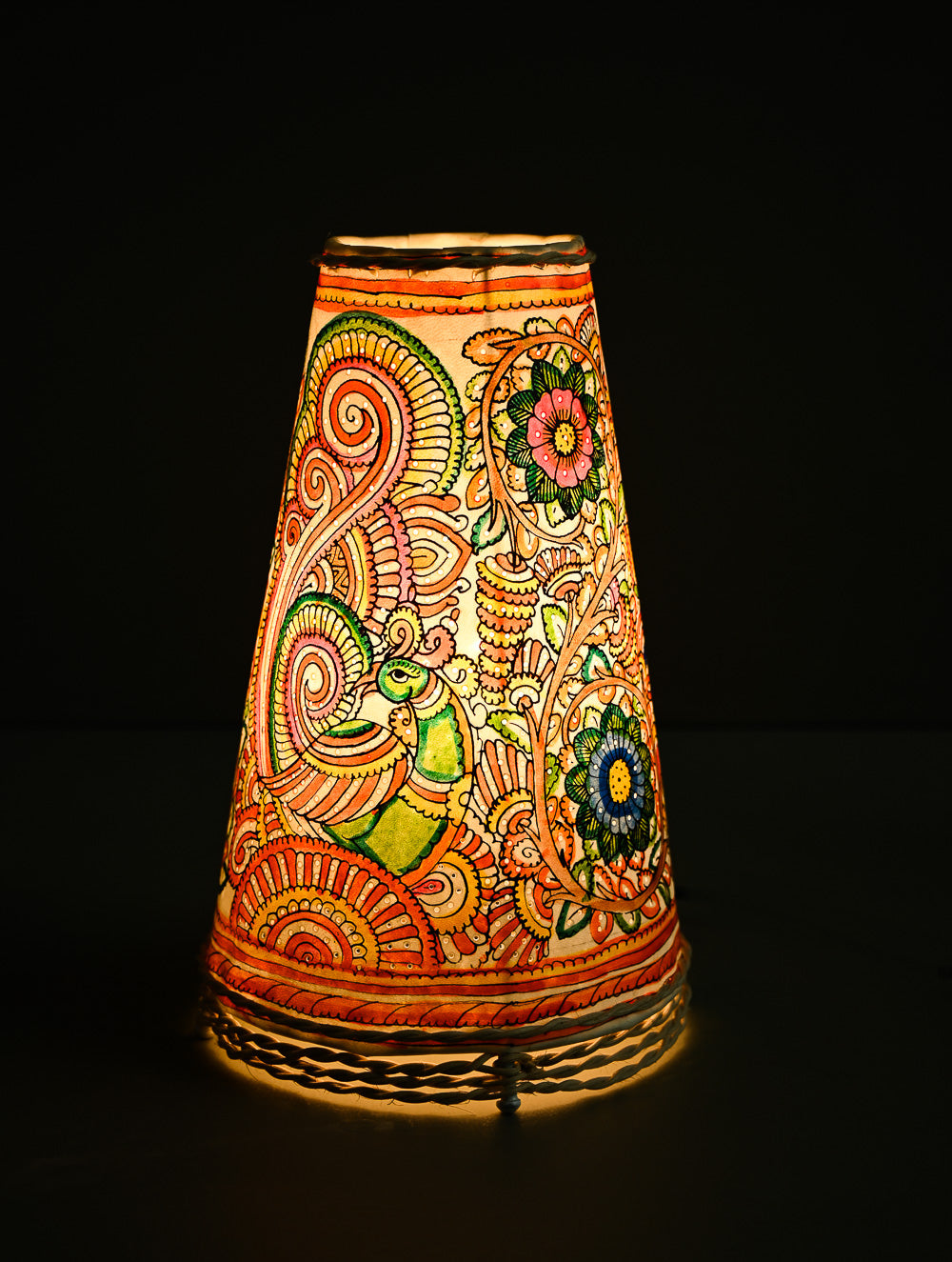 Andhra Leather Craft Lamp Shade - Rangeela - Height 13 inches 