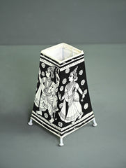 Andhra Leather Craft Lamp Shade - Monochrome Ramayanam - Height 8 inches