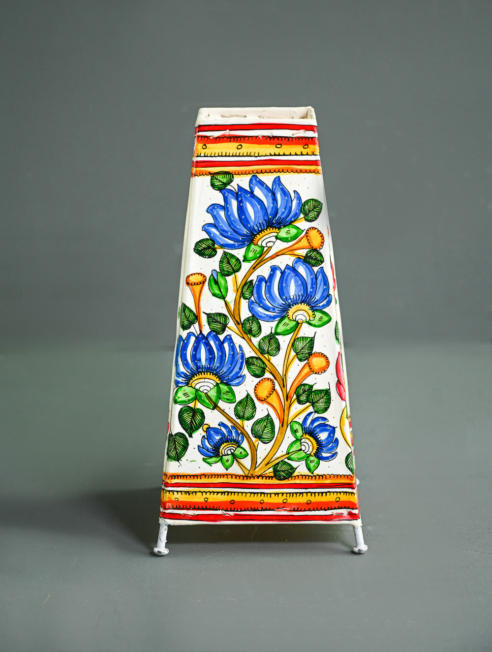 Andhra Leather Craft Lamp Shade - Neelambari -  Height 12 inches 