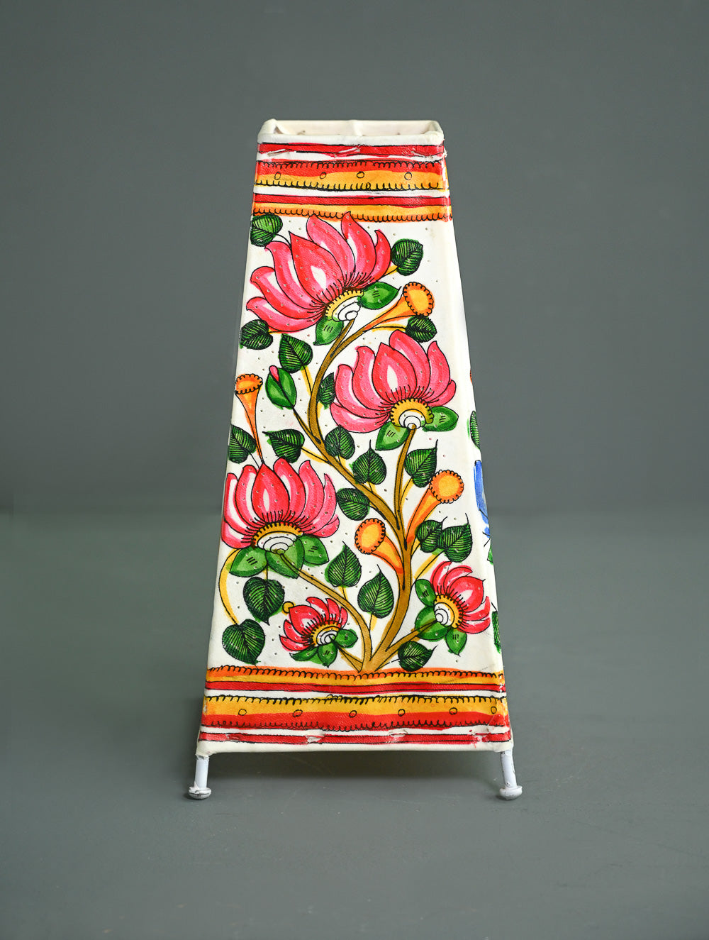 Andhra Leather Craft Lamp Shade - Neelambari -  Height 12 inches 