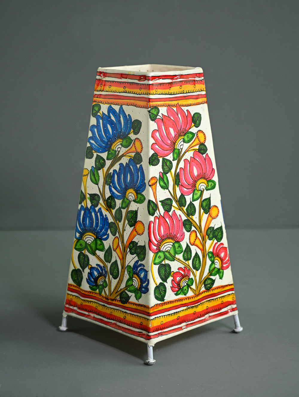 Andhra Leather Craft Lamp Shade - Neelambari -  Height 12 inches 
