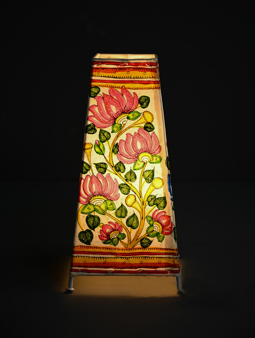 Andhra Leather Craft Lamp Shade - Neelambari -  Height 12 inches 