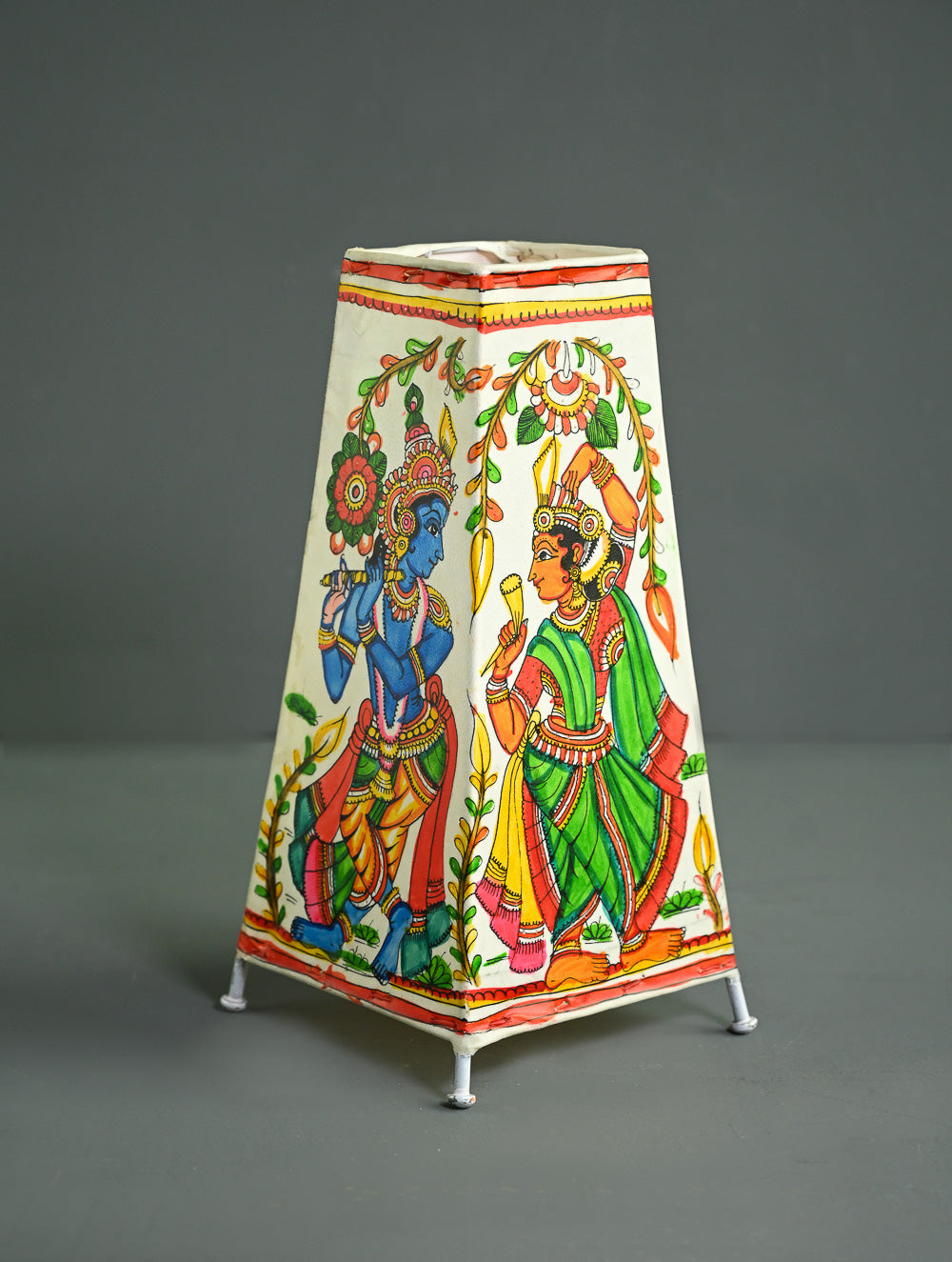 Andhra Leather Craft Lamp Shade - Murali Madhavam -  Height 12 inches 