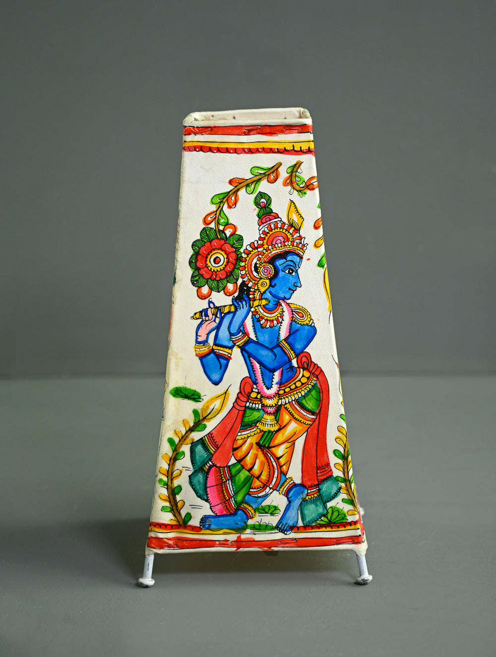Andhra Leather Craft Lamp Shade - Murali Madhavam -  Height 12 inches 
