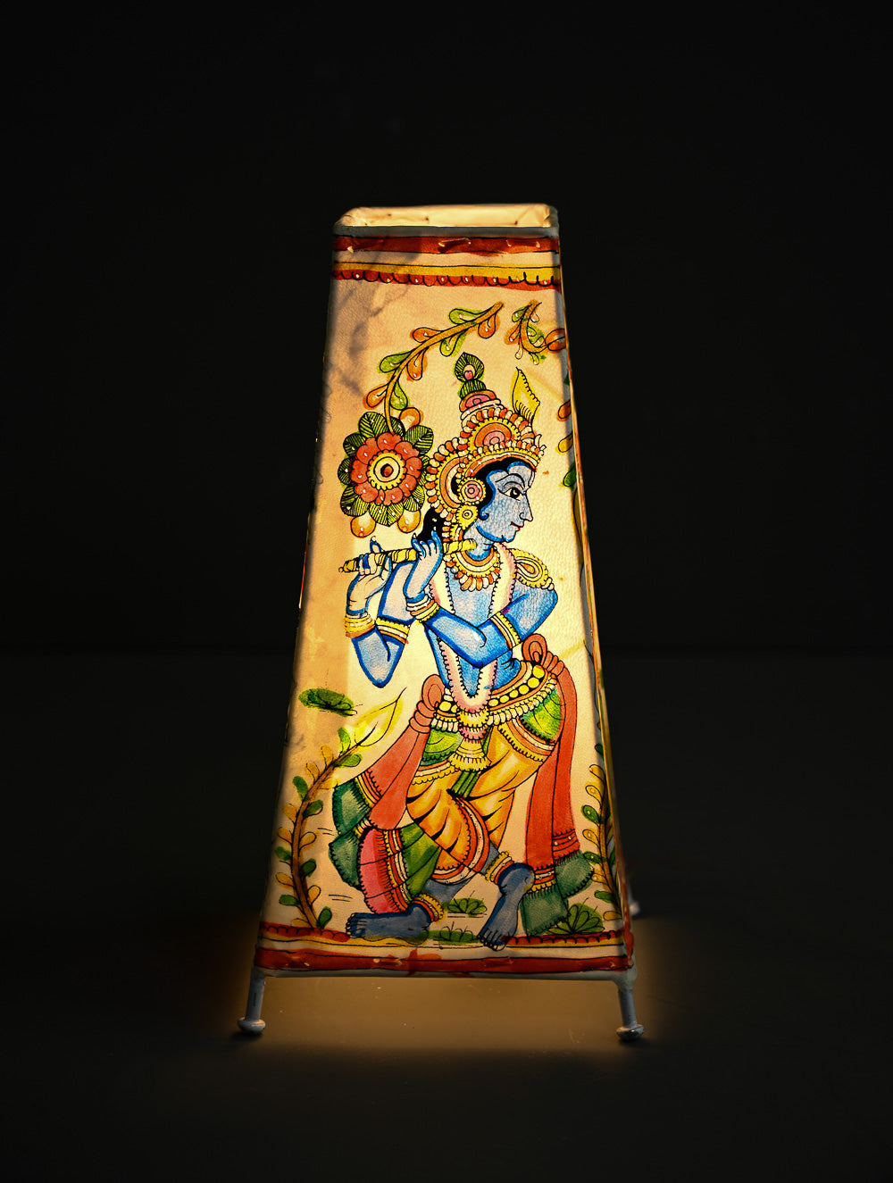 Andhra Leather Craft Lamp Shade - Murali Madhavam -  Height 12 inches 