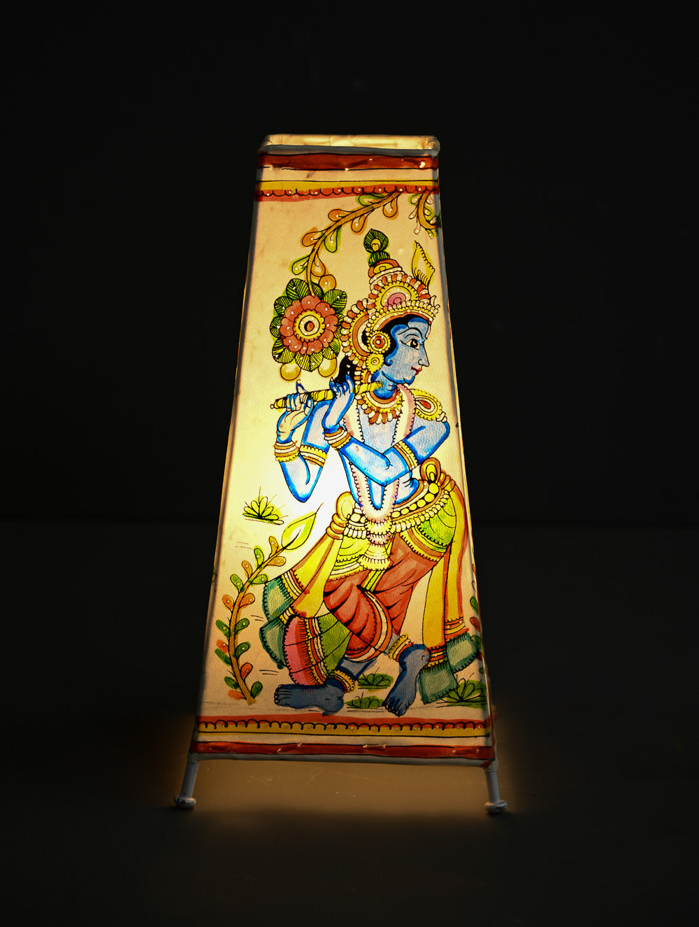 Andhra Leather Craft Lamp Shade - Murali Madhavam -  Height 12 inches 