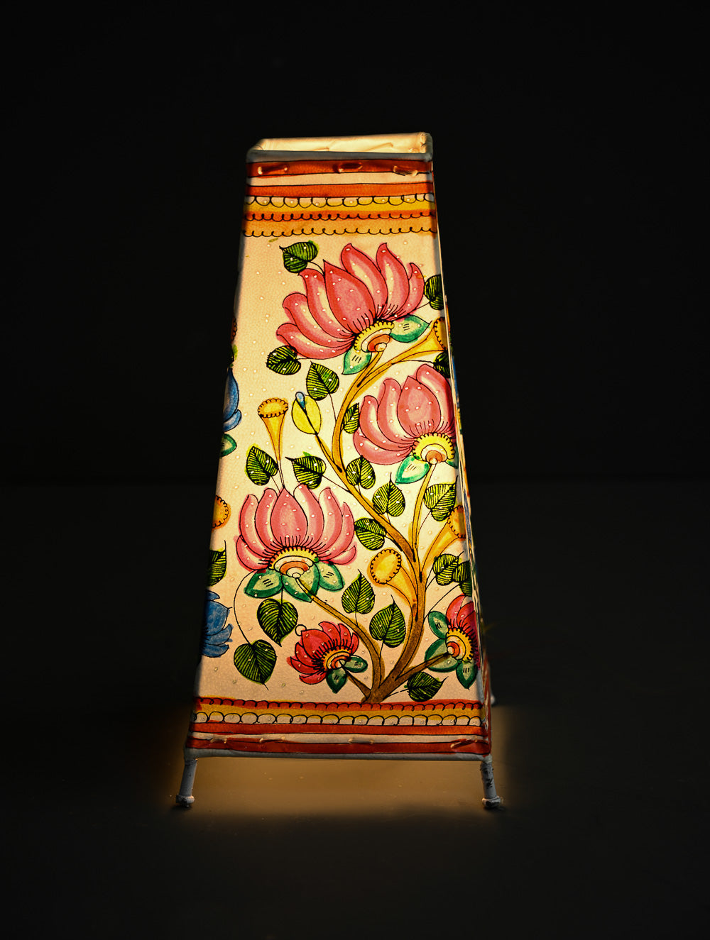 Andhra Leather Craft Lamp Shade - Kusum Tarang -  Height 12 inches 
