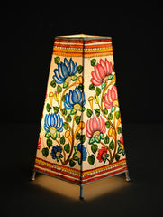 Andhra Leather Craft Lamp Shade - Kusum Tarang -  Height 12 inches 