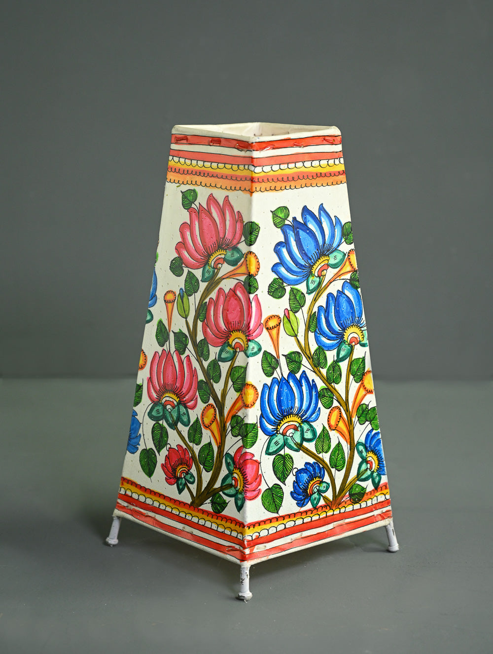 Andhra Leather Craft Lamp Shade - Kusum Tarang -  Height 12 inches 