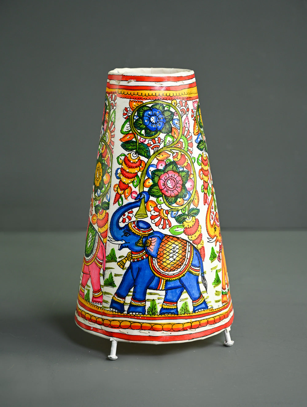 Andhra Leather Craft Lamp Shade - Gajavana -  Height 12 inches 