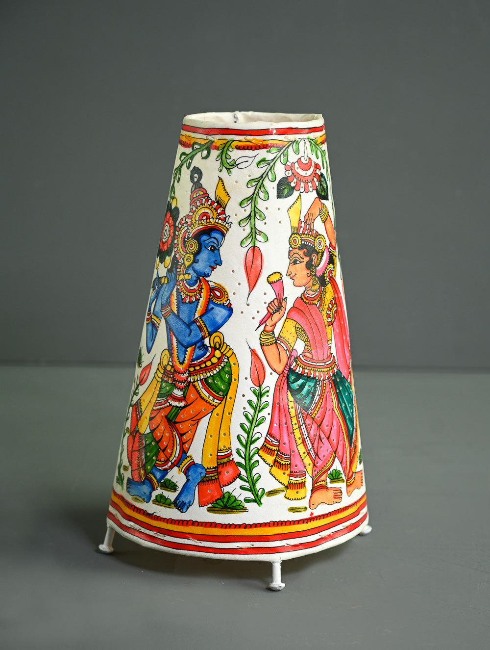 Andhra Leather Craft Lamp Shade - Madhur Milan -  Height 12 inches 