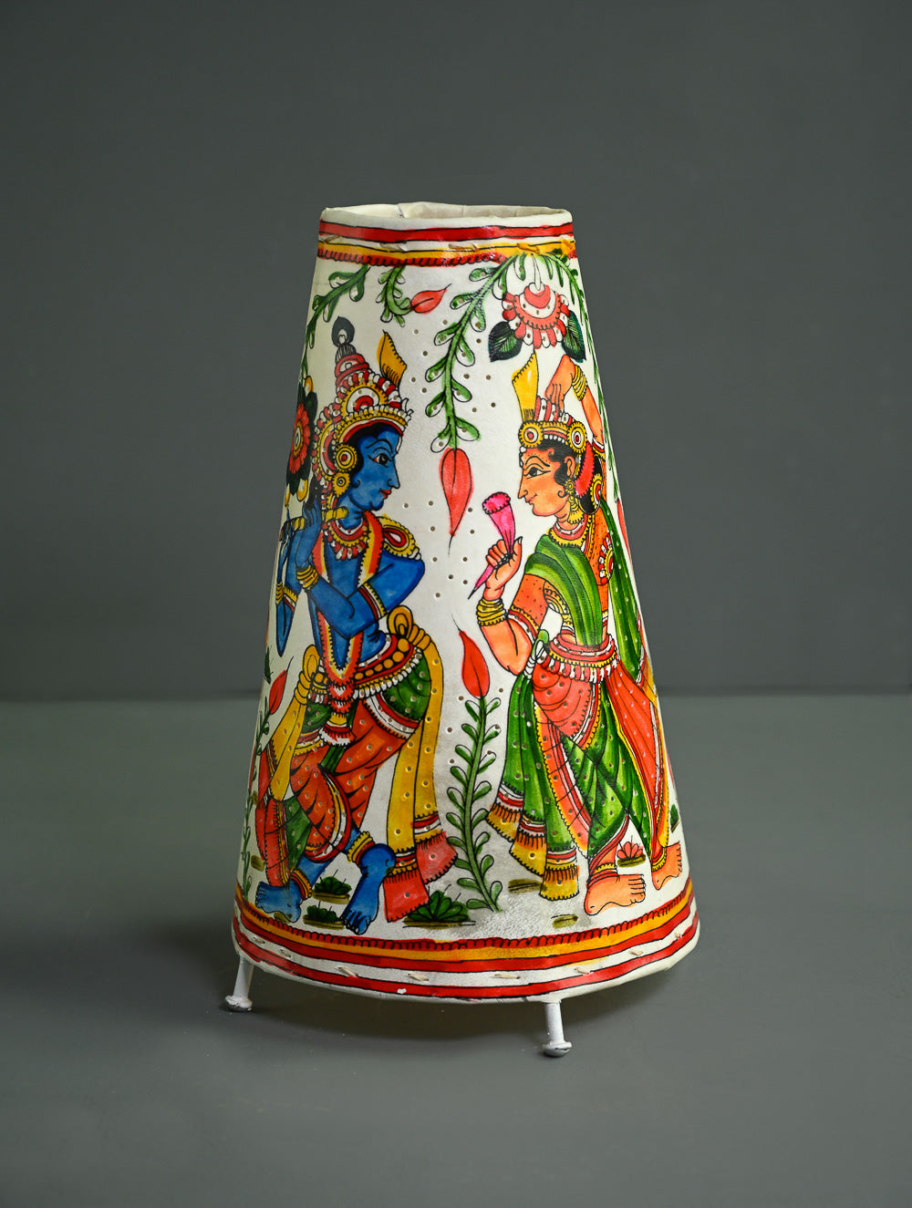 Andhra Leather Craft Lamp Shade - Madhur Milan -  Height 12 inches 
