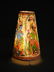 Andhra Leather Craft Lamp Shade - Madhur Milan -  Height 12 inches 