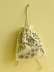 Shahi Nazakat. Zardozi & Resham Embroidered Evening Potli Bag - Gulbadan