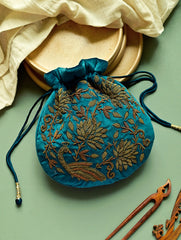 Shahi Nazakat. Zardozi & Resham Embroidered Evening Potli Bag - Gulzar