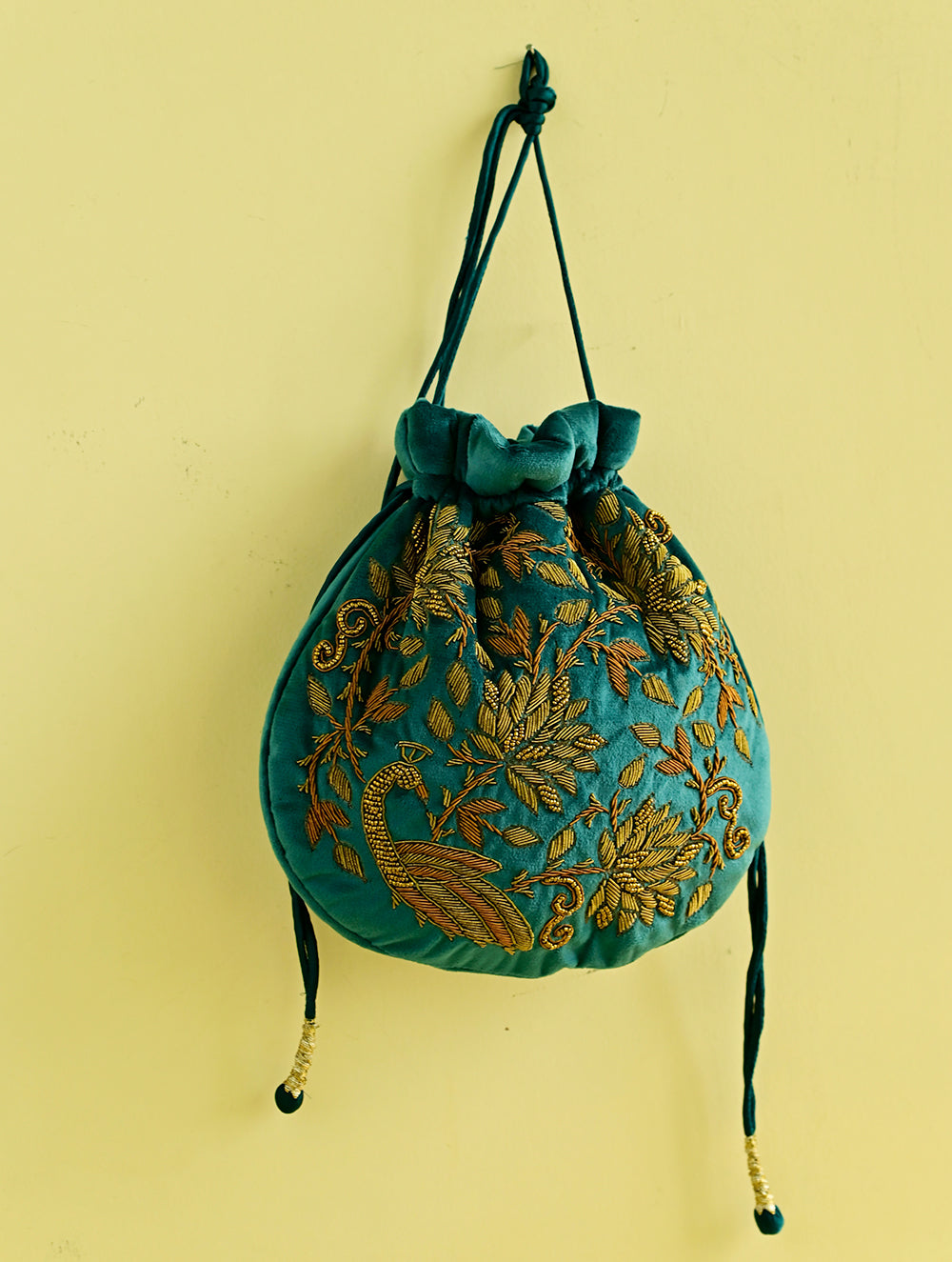 Shahi Nazakat. Zardozi & Resham Embroidered Evening Potli Bag - Gulzar