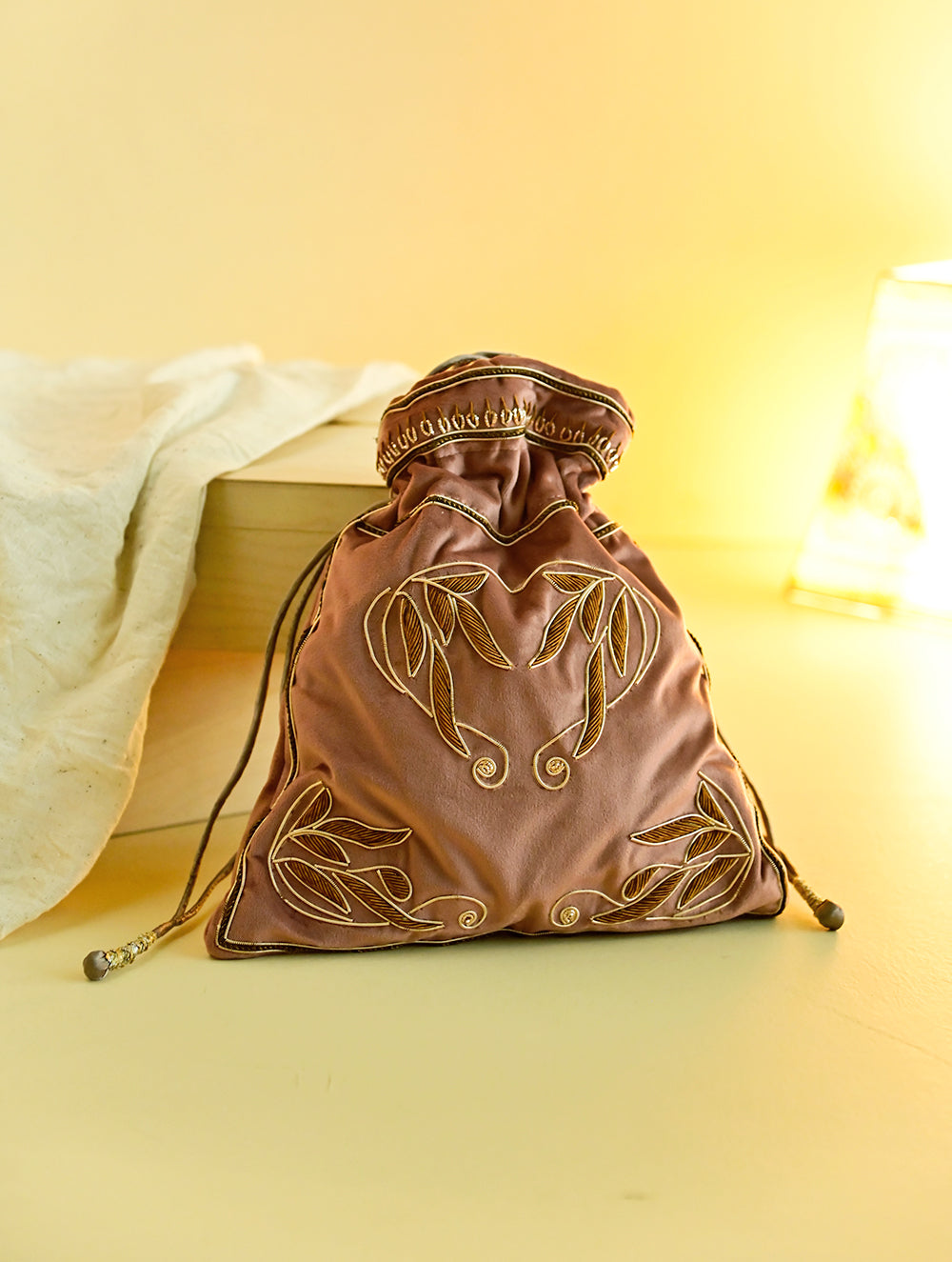 Shahi Nazakat. Zardozi & Resham Embroidered Evening Potli Bag - Noor