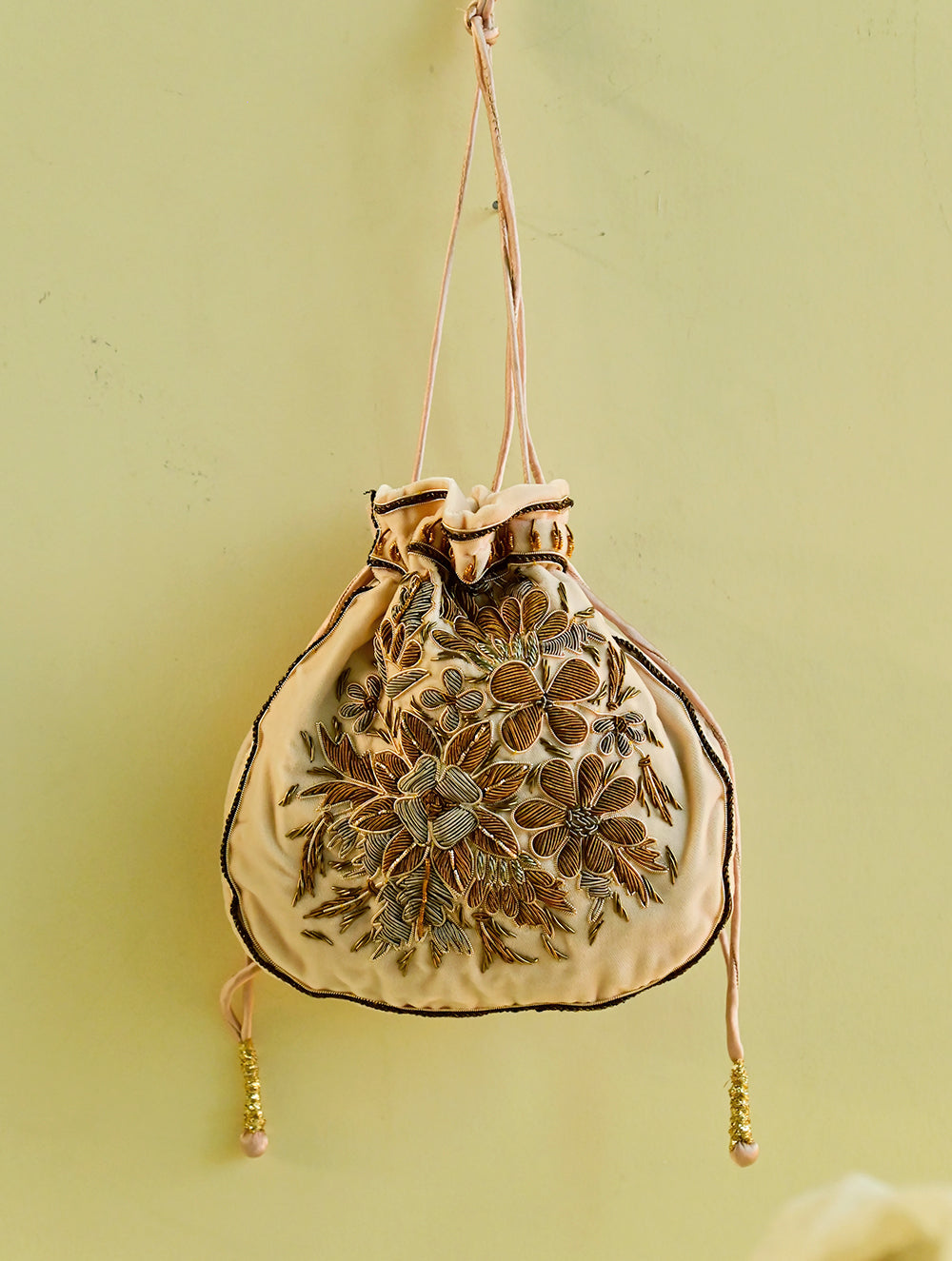 Shahi Nazakat. Zardozi & Resham Embroidered Evening Potli Bag - Afsana