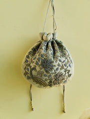 Shahi Nazakat. Zardozi & Resham Embroidered Evening Potli Bag - Aaraish