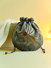 Shahi Nazakat. Zardozi & Resham Embroidered Evening Potli Bag - Rangrez